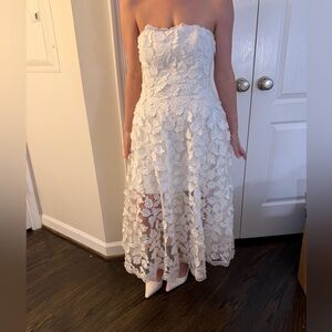 Helsi Florence Strapless A-line Midi Dress with floral appliqué